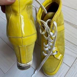Jimmy Choo High Top Wedge Chartreuse Sneakers 37